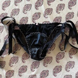 Agent Provocateur Black Satin Tie-Side Pantie, NWOT, size 2, (US 4).